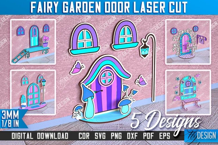 Fairy Door Lasercut Design|Fairy Garden Door Multilayer File example image 1