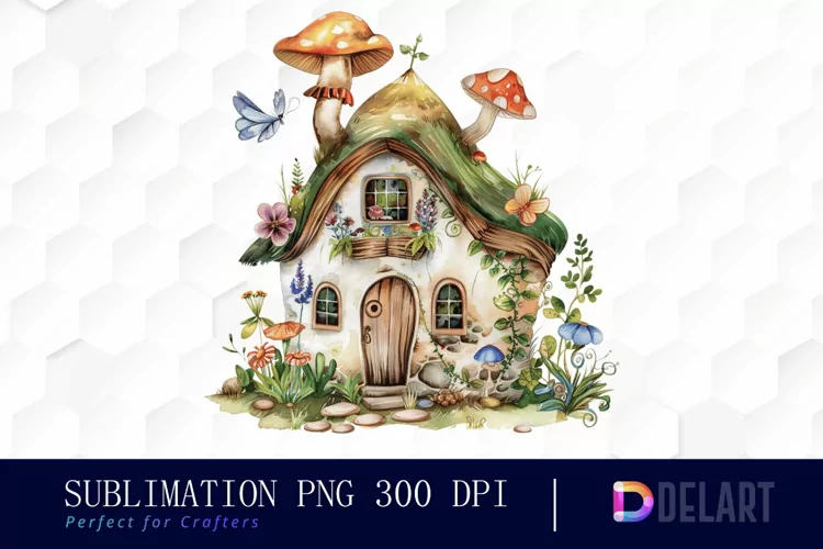 Fairy House Watercolor Clipart