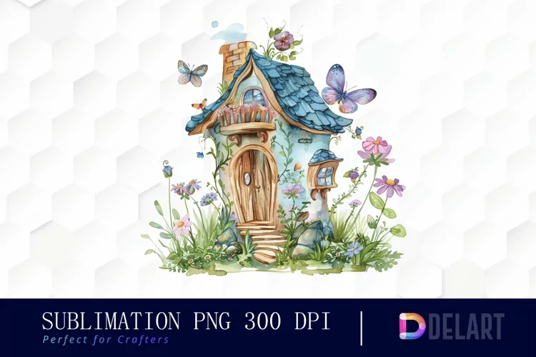 Fairy House Watercolor Clipart