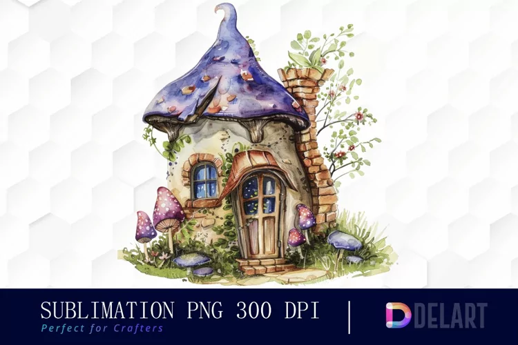 Fairy House Watercolor Clipart