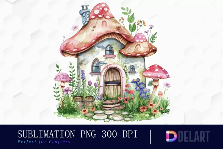 Fairy House Watercolor Clipart