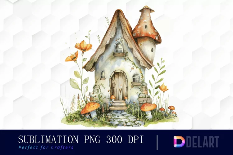 Fairy House Watercolor Clipart