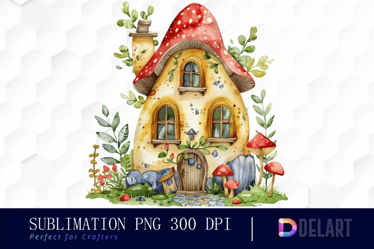 Fairy House Watercolor Clipart