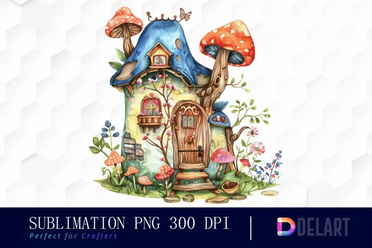 Fairy House Watercolor Clipart
