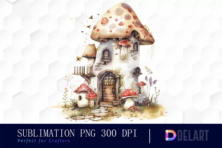 Fairy House Watercolor Clipart