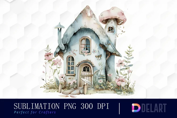 Fairy House Watercolor Clipart