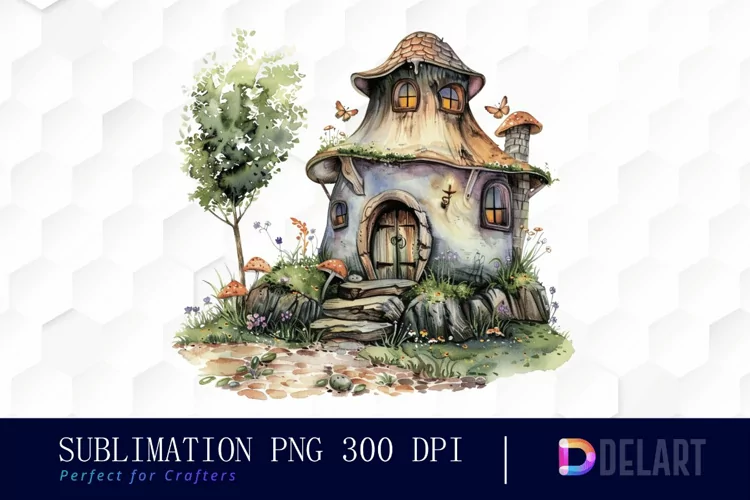 Fairy House Watercolor Clipart