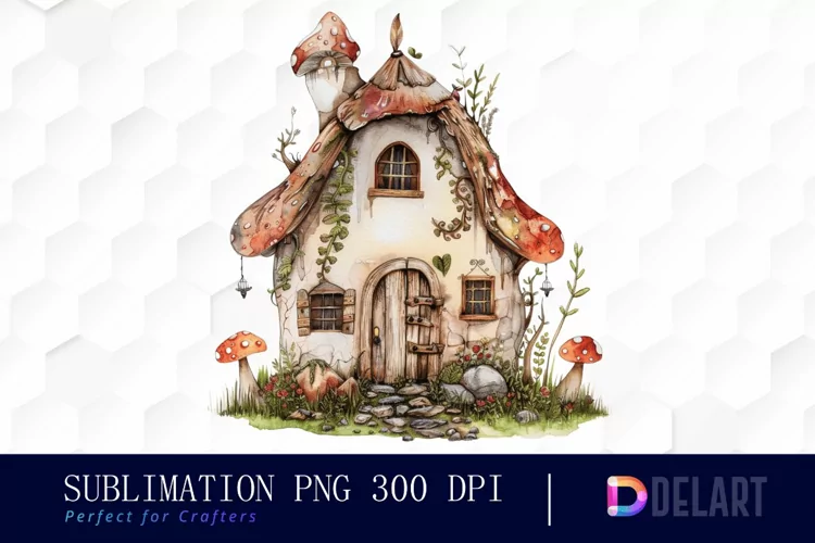 Fairy House Watercolor Clipart