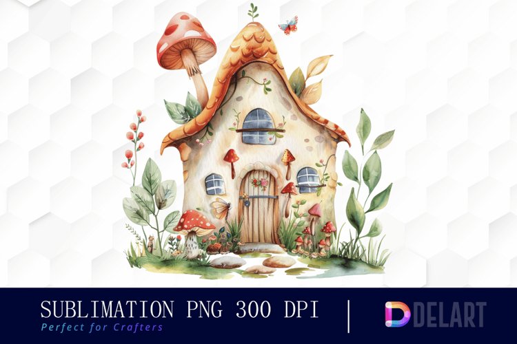 Fairy House Watercolor Clipart