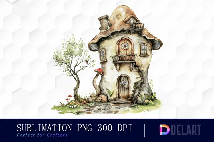 Fairy House Watercolor Clipart