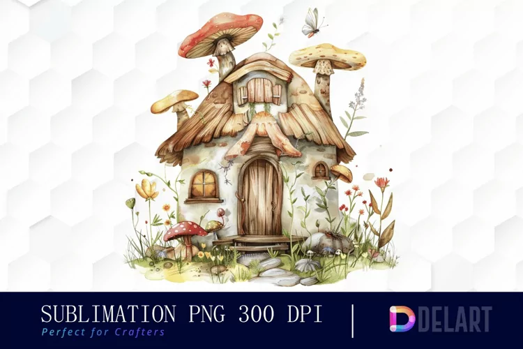 Fairy House Watercolor Clipart