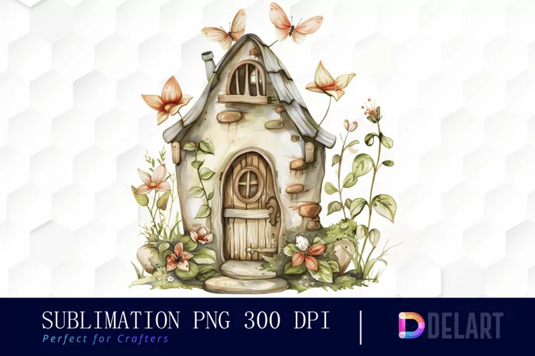 Fairy House Watercolor Clipart