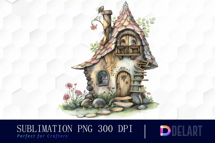 Fairy House Watercolor Clipart