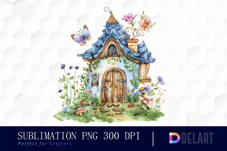 Fairy House Watercolor Clipart
