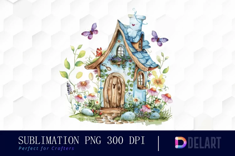Fairy House Watercolor Clipart