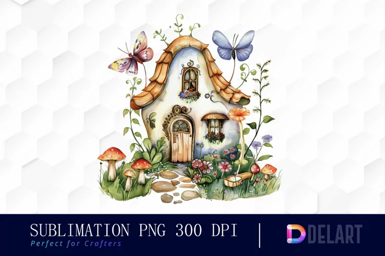 Fairy House Watercolor Clipart