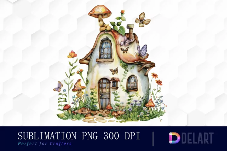 Fairy House Watercolor Clipart