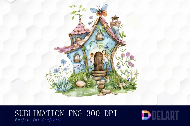 Fairy House Watercolor Clipart