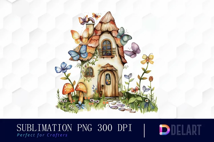 Fairy House Watercolor Clipart