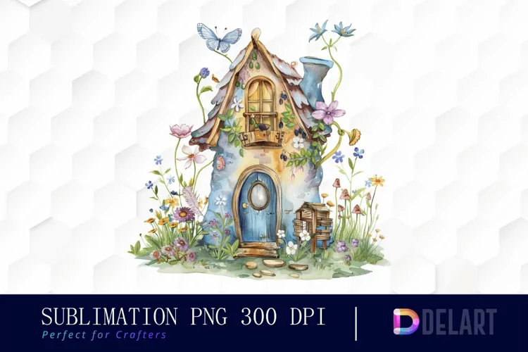 Fairy House Watercolor Clipart