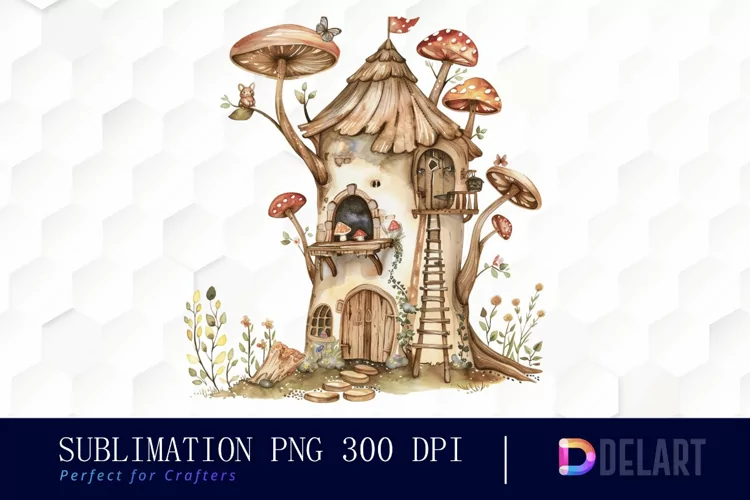 Fairy House Watercolor Clipart