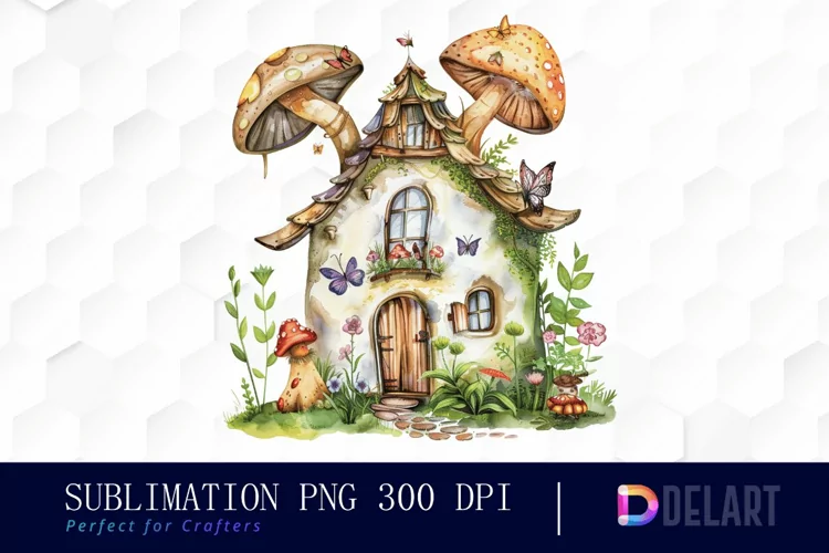 Fairy House Watercolor Clipart