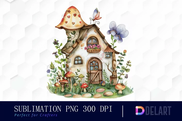 Fairy House Watercolor Clipart