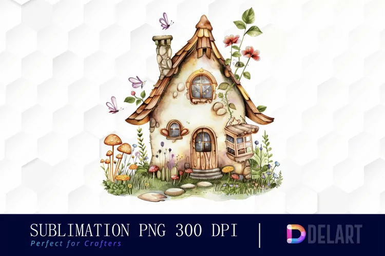 Fairy House Watercolor Clipart
