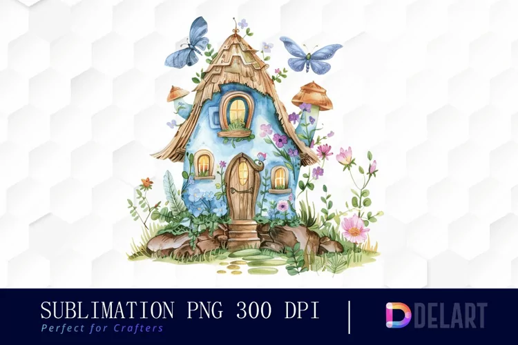 Fairy House Watercolor Clipart