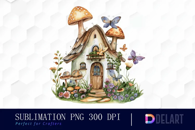 Fairy House Watercolor Clipart