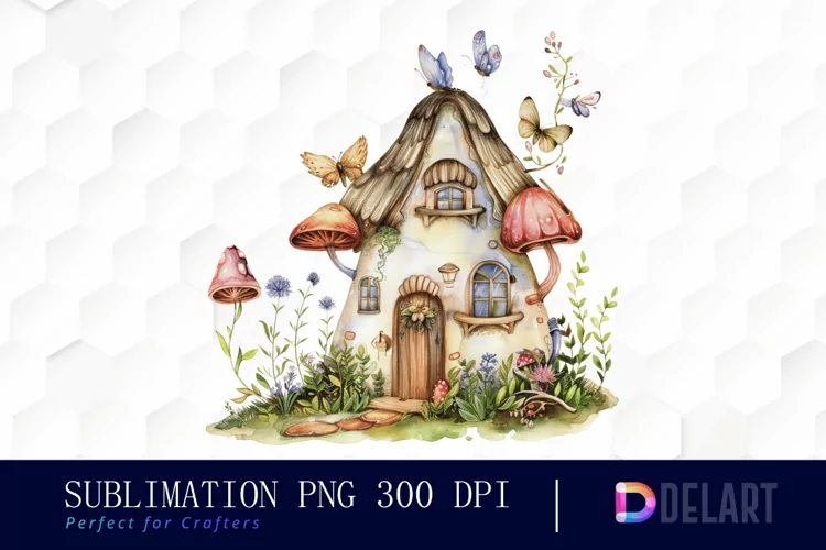Fairy House Watercolor Clipart