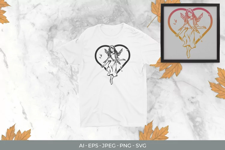 Fairy in Heart with Gradient Color SVG