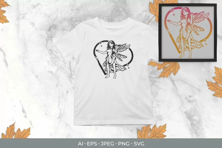 Fairy in Heart with Gradient Color SVG