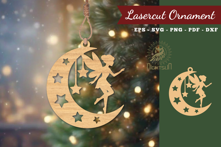Fairy In Moon Lasercut Ornament SVG