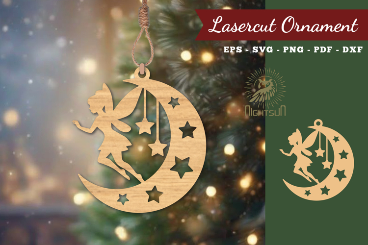 Fairy In Moon Lasercut Ornament SVG