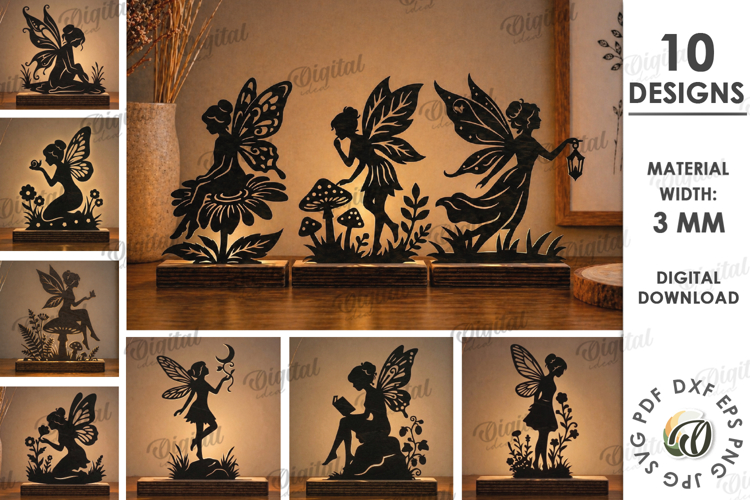 3D Fairy Light Stands Bundle Laser Cut. Lightbox SVG