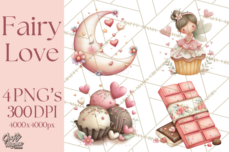 Valentine Fairy Clipart, PNG, Romantic Fairies With Hearts