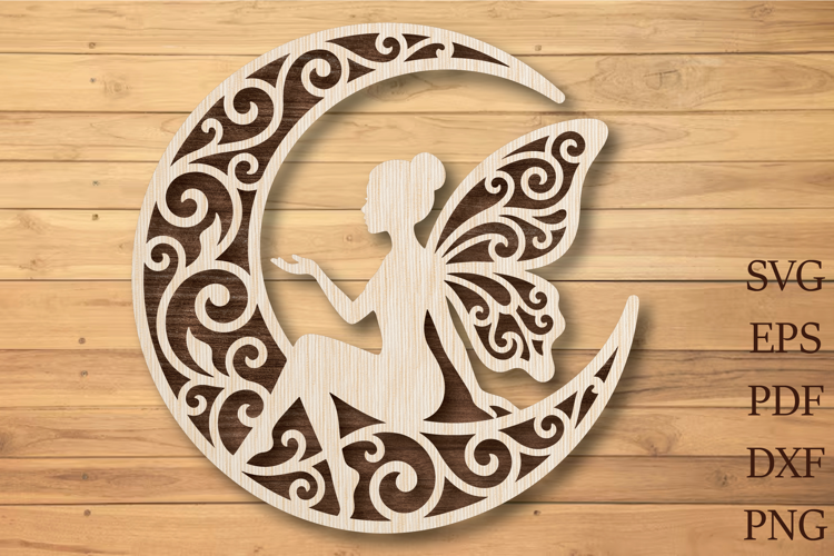 Fairy Moon Laser Cut SVG File