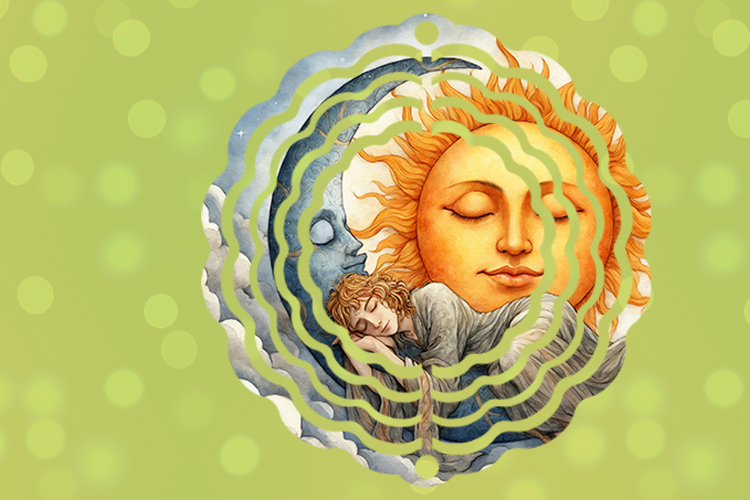 Fairy tale sleepy sun and moon
