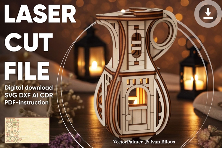 Tiny Fairy House - Laser Cut File, SVG Plywood Jug Miniature