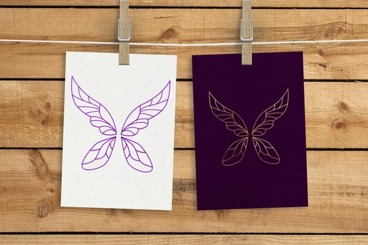 Fairy Wings SKETCH Single Line Pen & Foil Quill SVG