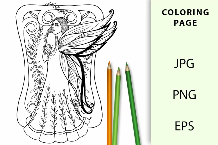 Art Nouveau Fairy Coloring Page