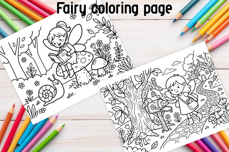 Cute Fairy Adventures Coloring Pages for Kids example image 1