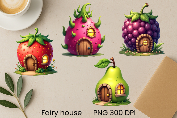 Cute fairy fruit house sublimation | Fairy house clipart PNG