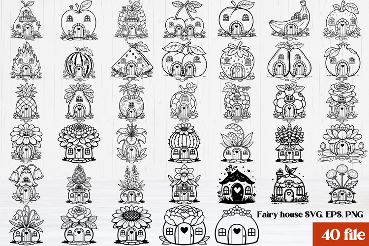 Fairy flower house SVG | Magic SVG | Fairy house fruit SVG