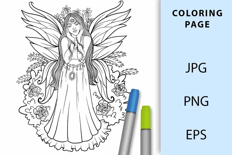 Pretty Garden Fairy Coloring Page