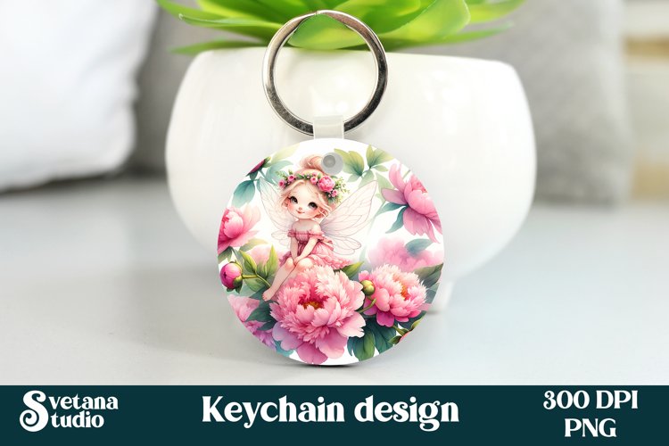 Cute fairy keychain | Keychain sublimation | Fairy flower example image 1