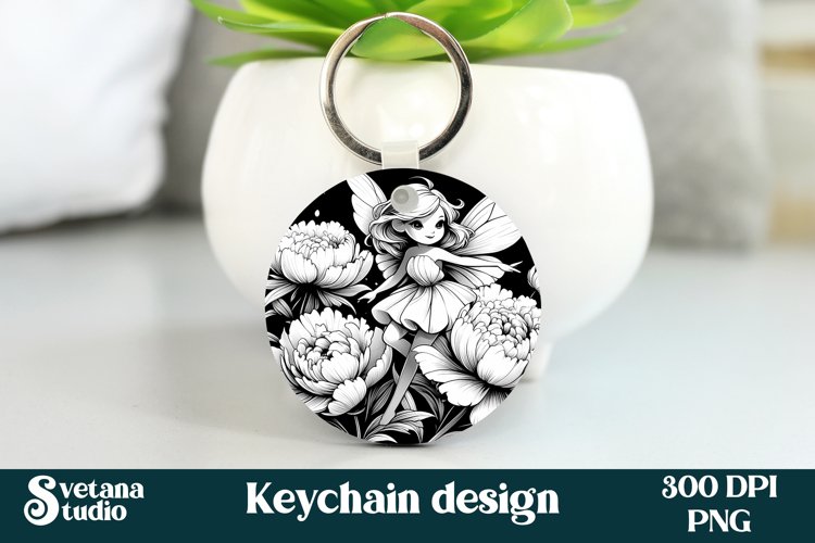 Cute fairy keychain | Keychain sublimation | Fairy flower example image 1