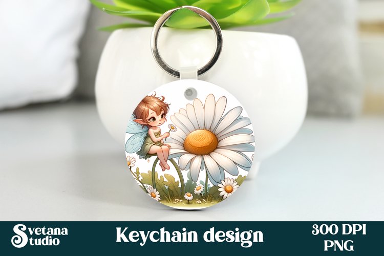 Cute fairy keychain | Keychain sublimation | Fairy flower example image 1