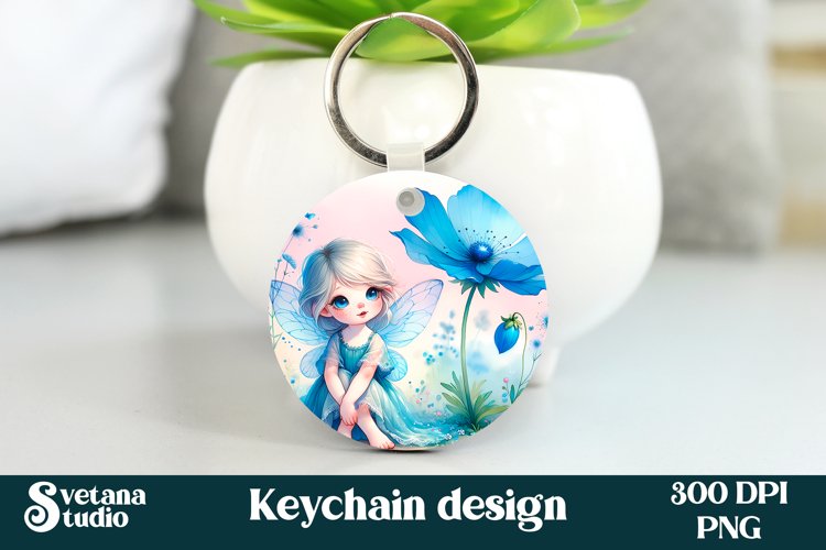 Cute fairy keychain | Keychain sublimation | Fairy flower example image 1